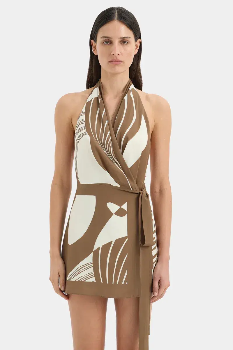 SIR ALMARA WRAP HALTER MINI DRESS SIZE 1 - Image 5