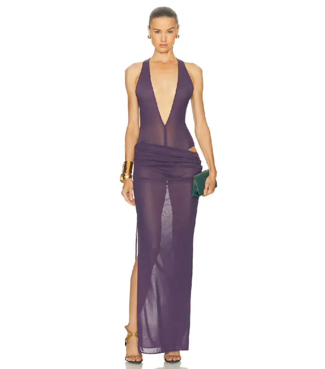 Alex Perry Tucked Halter Column Maxi Dress in Purple AU 8  for rent on The Volte - main image