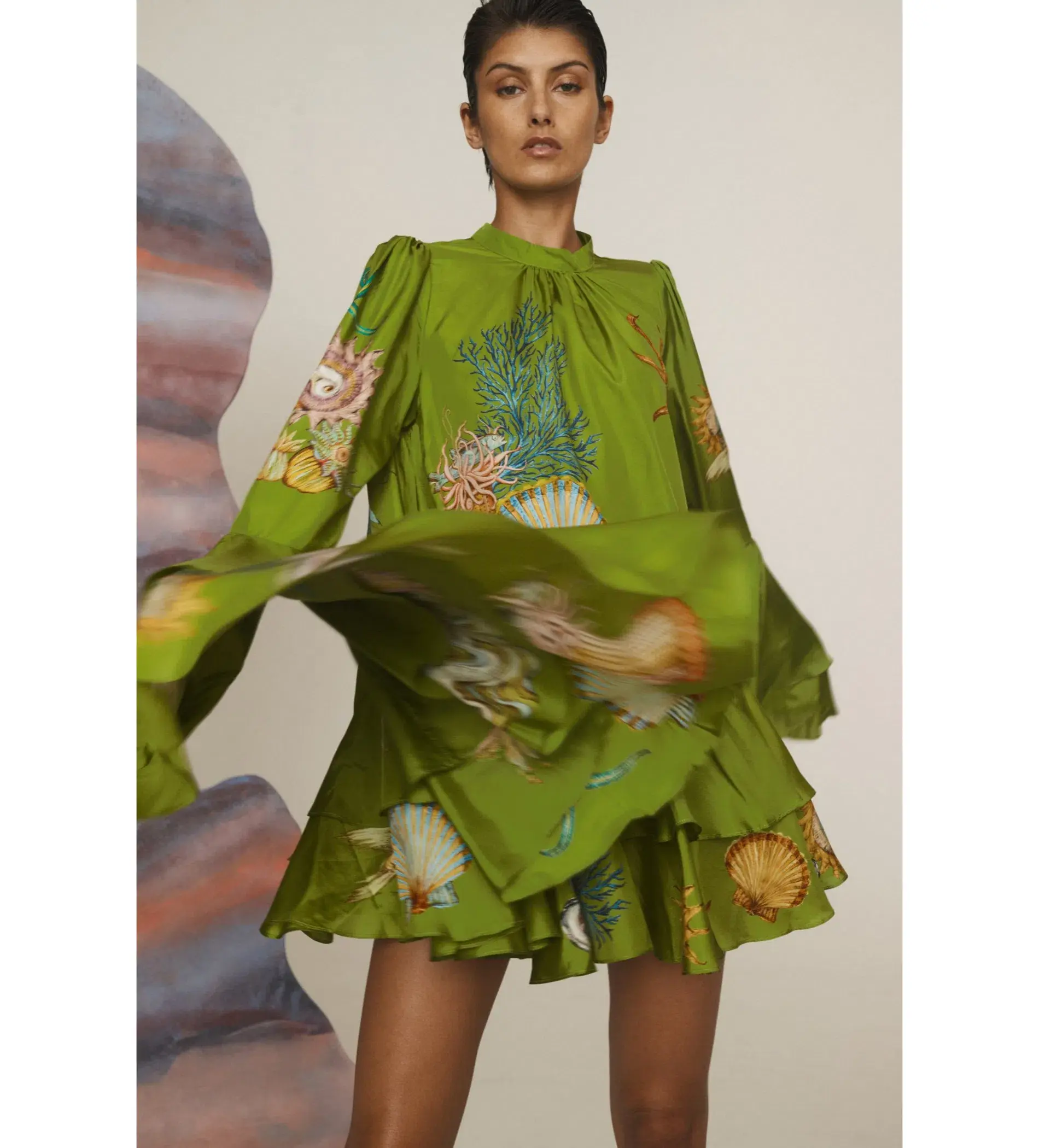 Alemais Aquatica Silk Mini Dress Green Size 6 - Image 2