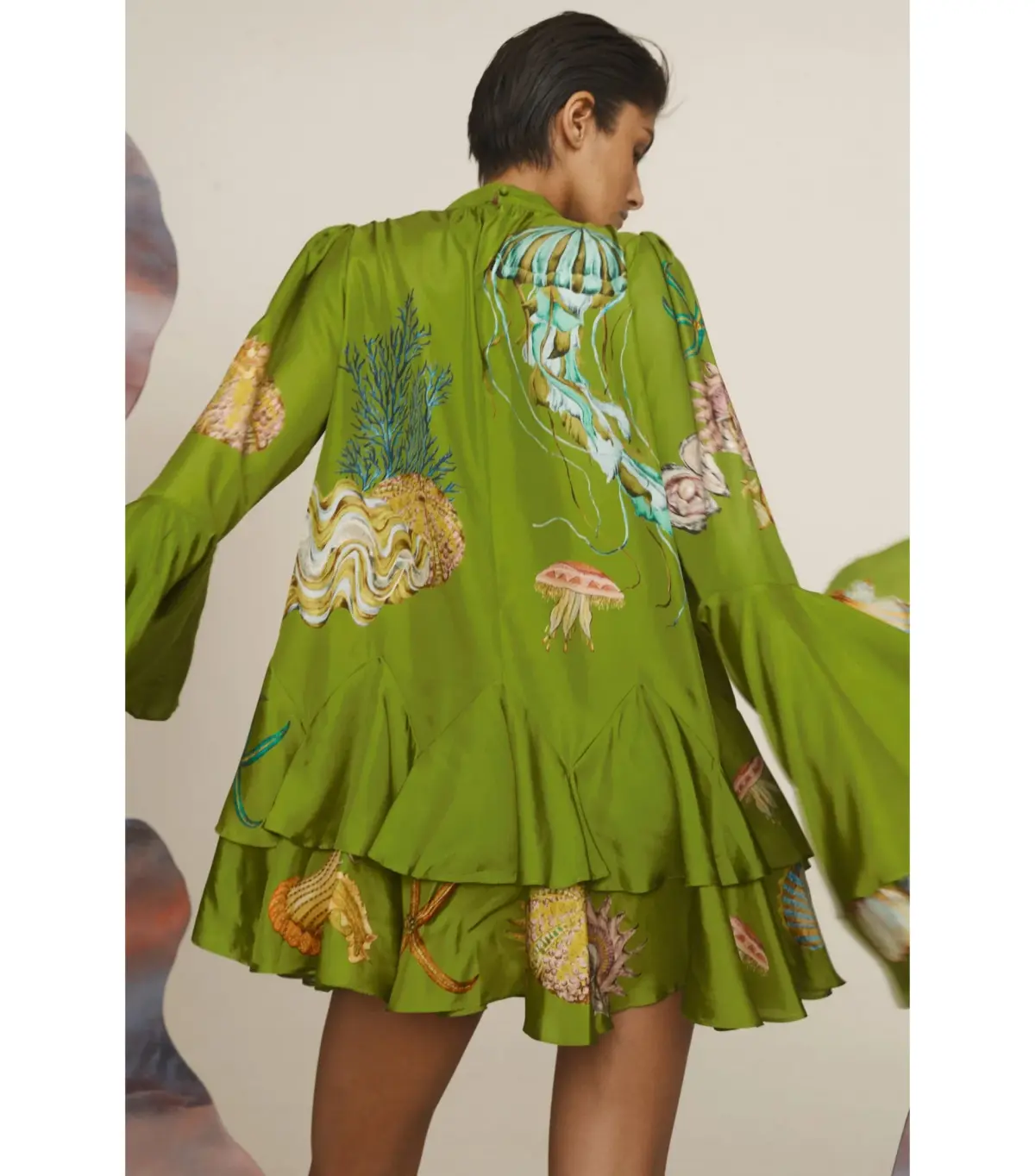Alemais Aquatica Silk Mini Dress Green Size AU 4 - Image 3