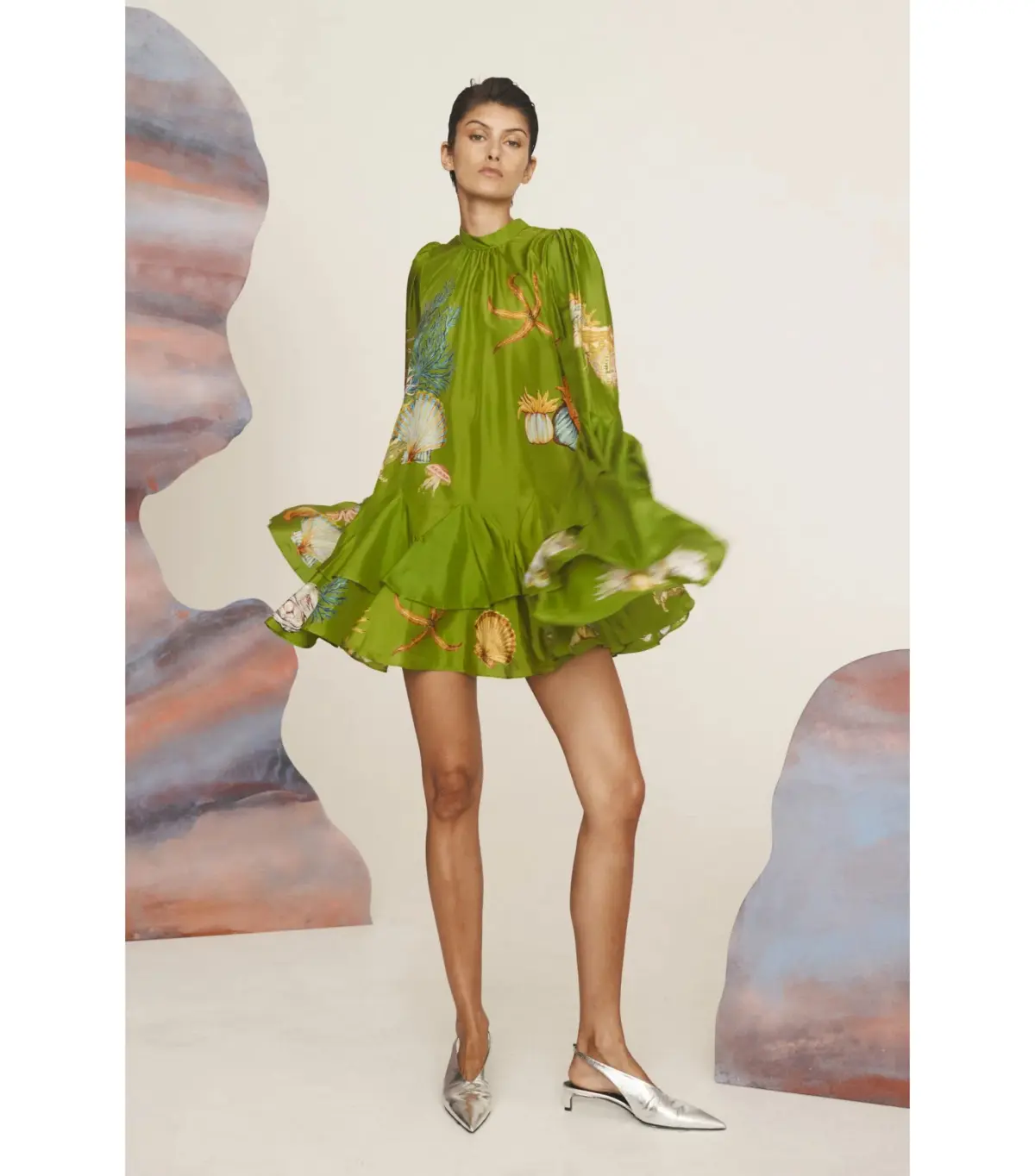 Alemais Aquatica Silk Mini Dress Green Size AU 4 - Image 1