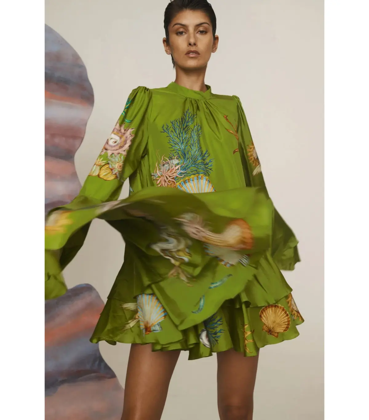 Alemais Aquatica Silk Mini Dress Green Size AU 4 - Image 2