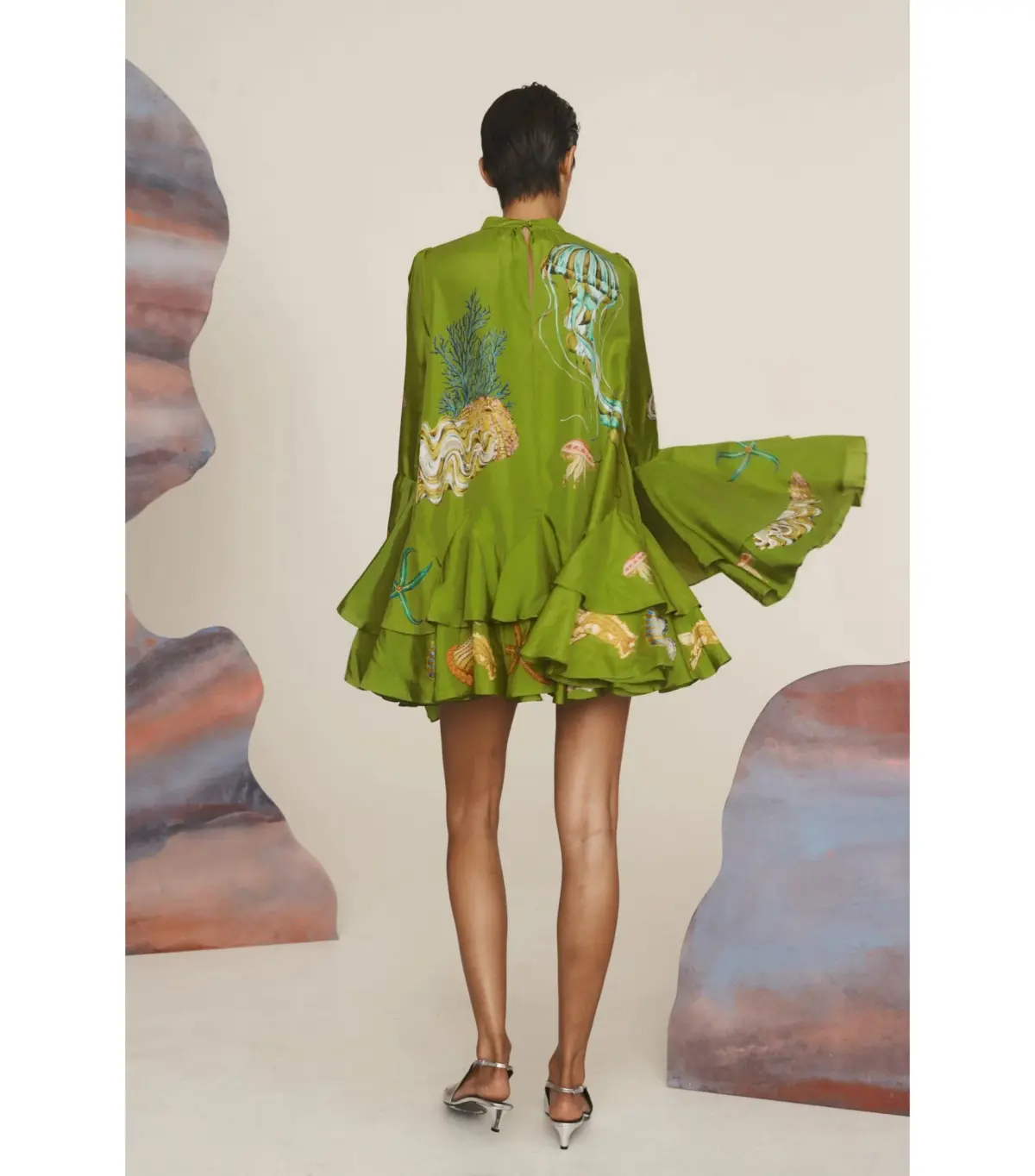 Alemais Aquatica Silk Mini Dress Green Size AU 4 - Image 4