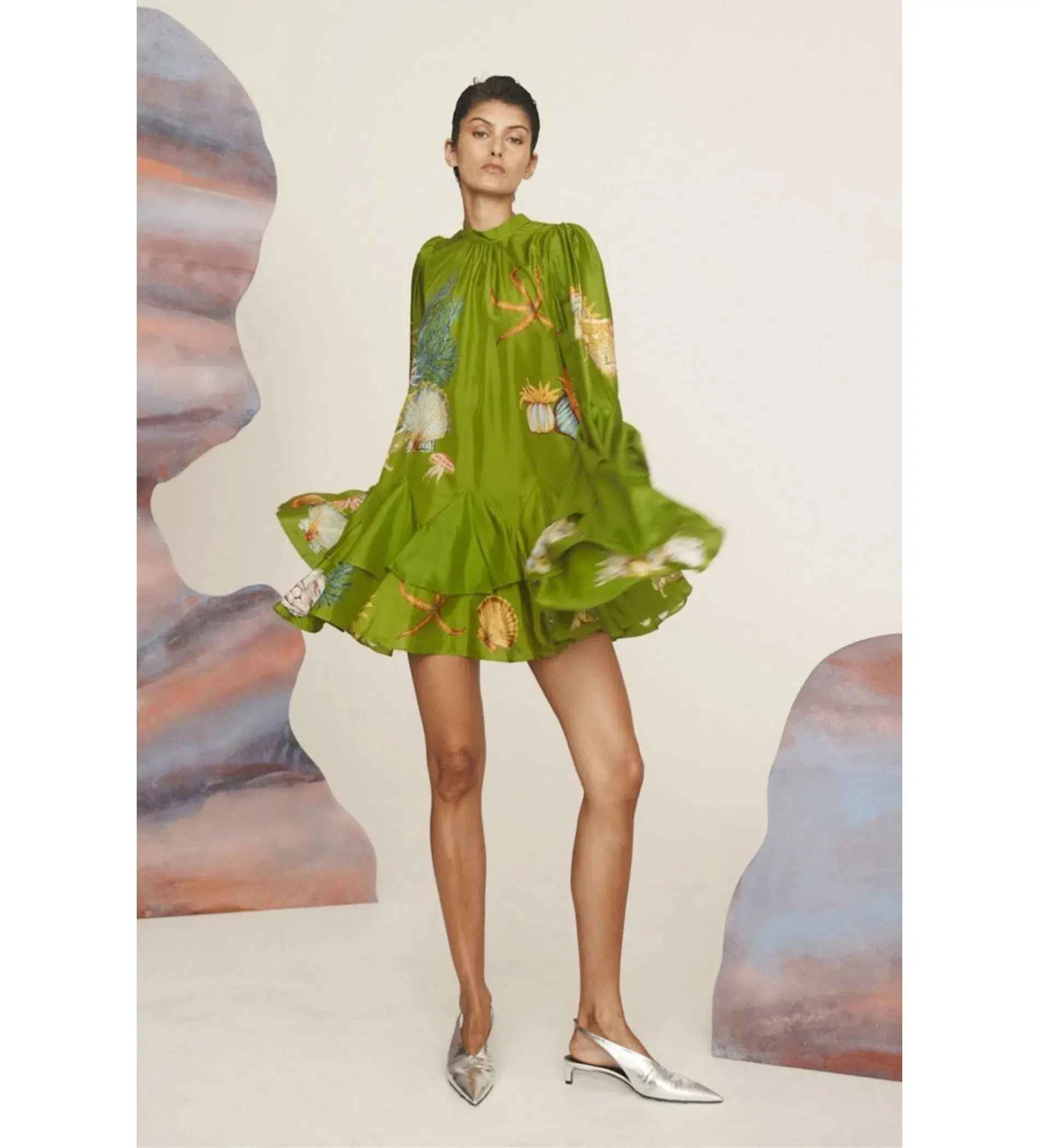Alemais Aquatica Silk Mini Dress Green Size 4 - Image 1