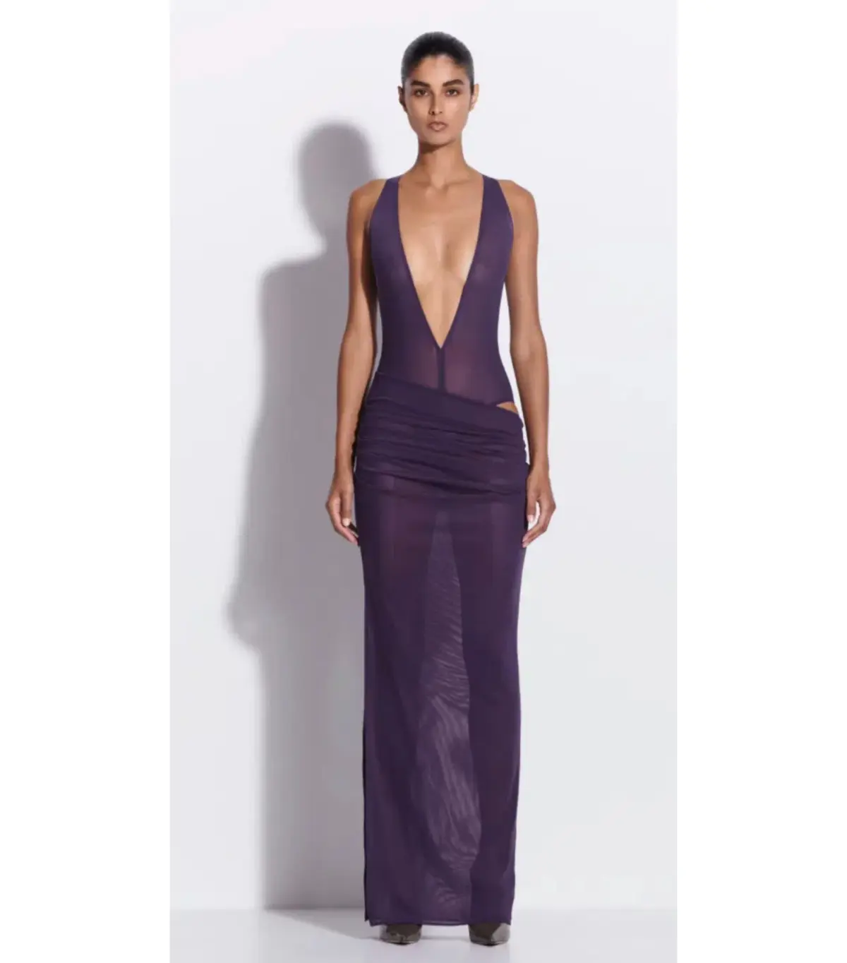 Alex Perry Tucked Halter Column Maxi Dress in Purple Size AU 10 - Image 1