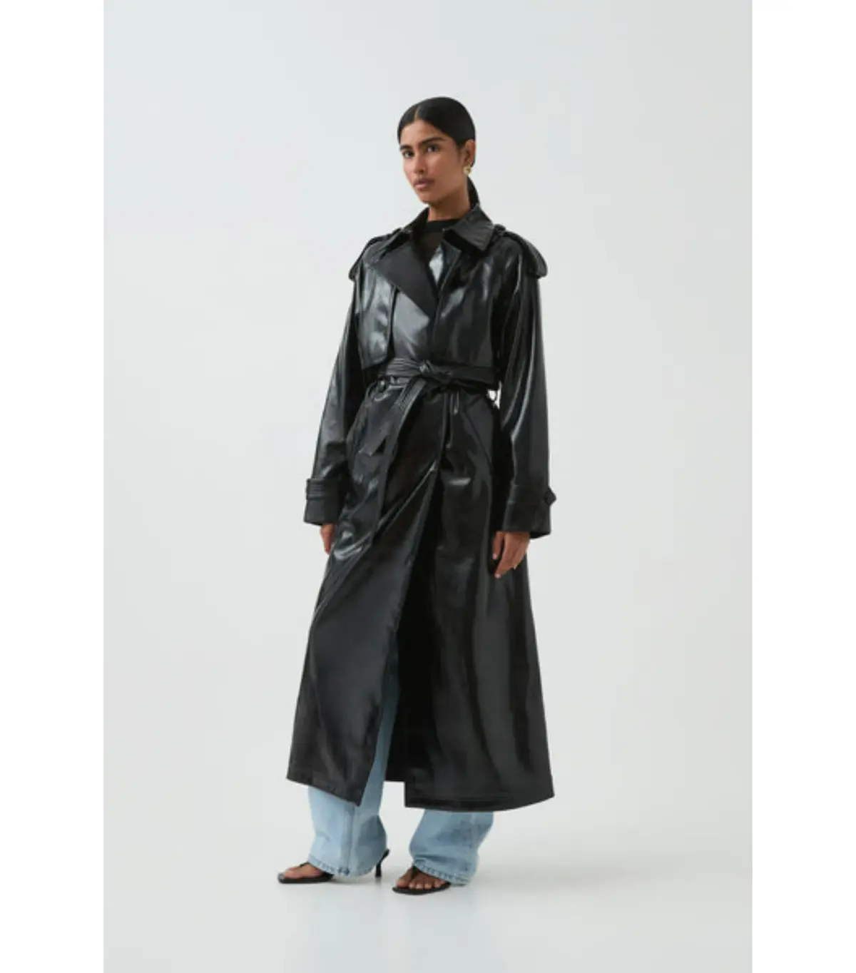 Aje Studio Raven Vegan Leather Trench Black Size AU 10 - Image 1