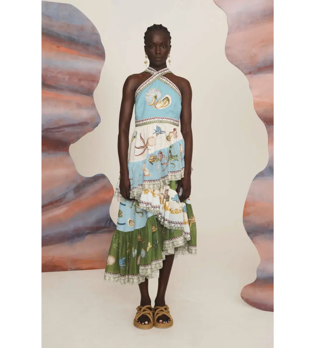 Alémais Bath House Midi Dress Print Size AU 8 for rent on The Volte - main image