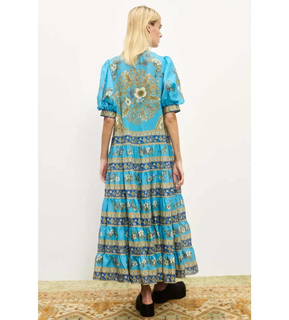 Alemais Cassie Tiered Midi Dress Blue Size 6 - Image 2
