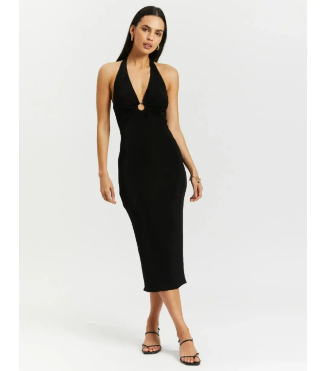 MISHA Theodora Midi Dress Black Size AU 8 for rent on The Volte - main image