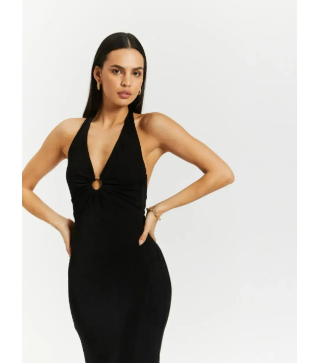 MISHA Theodora Midi Dress Black Size AU 8 for rent on The Volte - main image