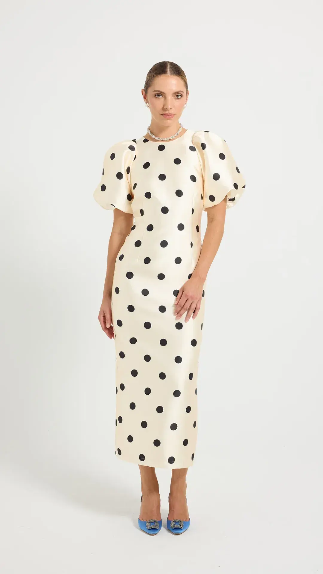 Pasduchas Dottie Sleeve Midi Size 12 in Cream/Black - Image 1