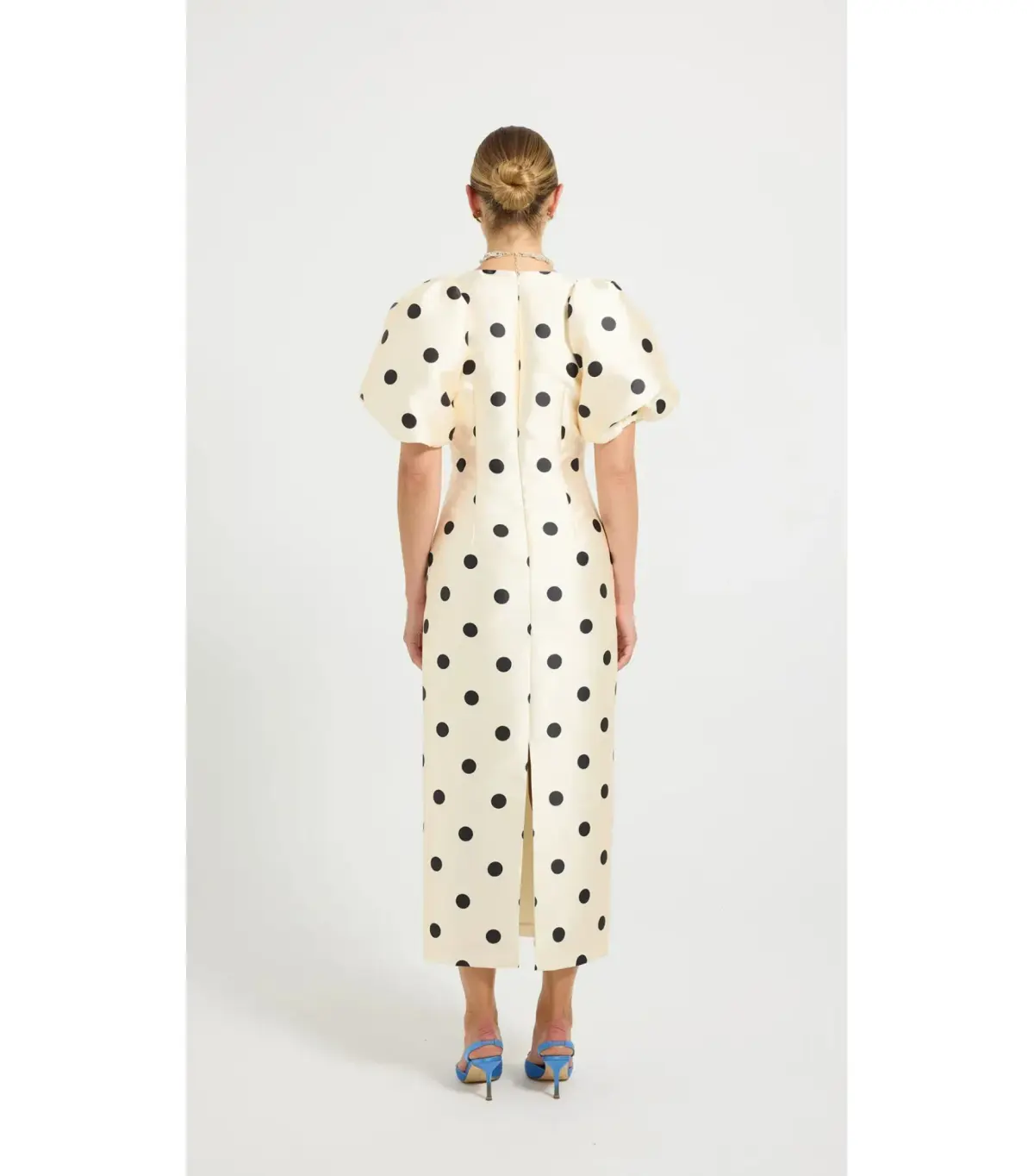 Pasduchas Dottie Sleeve Midi Dress Cream/Black Size AU 12 - Image 3
