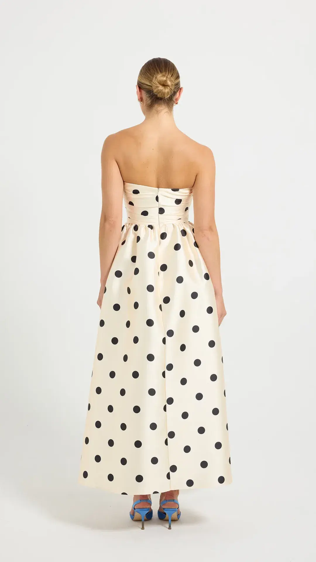 Pasduchas Dottie Strapless Midi Size 8 in Cream/Black for rent on The Volte - main image