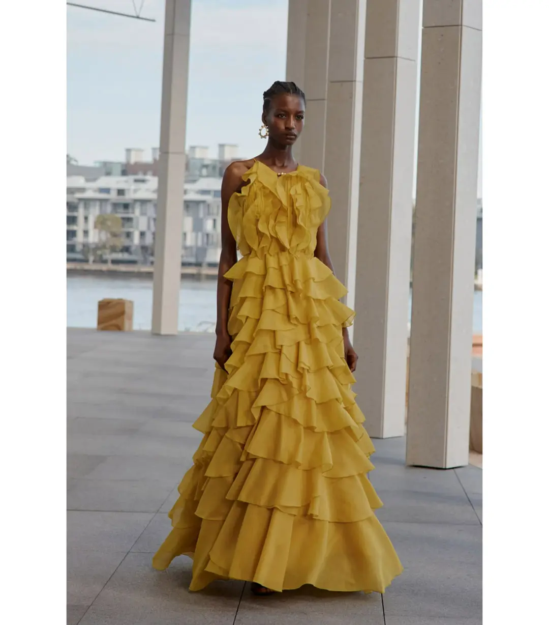 Aje Cleo Maxi Gown in Chartreuse Size 6 for rent on The Volte - main image