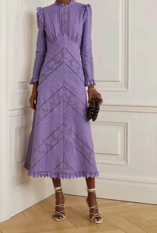 Zimmermann Brighton Lace Panelled Dress Lilac Size 0 / AU 8 - Image 1