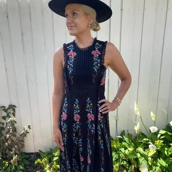 Zimmermann Laelia Cross Stitch Maxi Dress Black Size 0 / AU 8 - Image 4