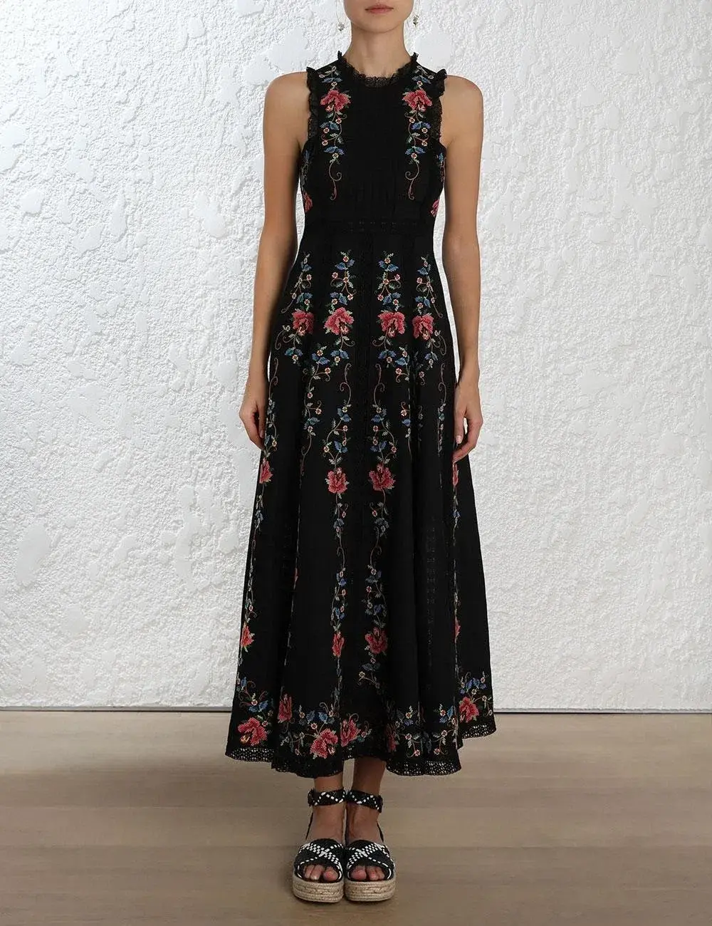 Zimmermann Laelia Cross Stitch Maxi Dress Black Size 0 / AU 8 - Image 1