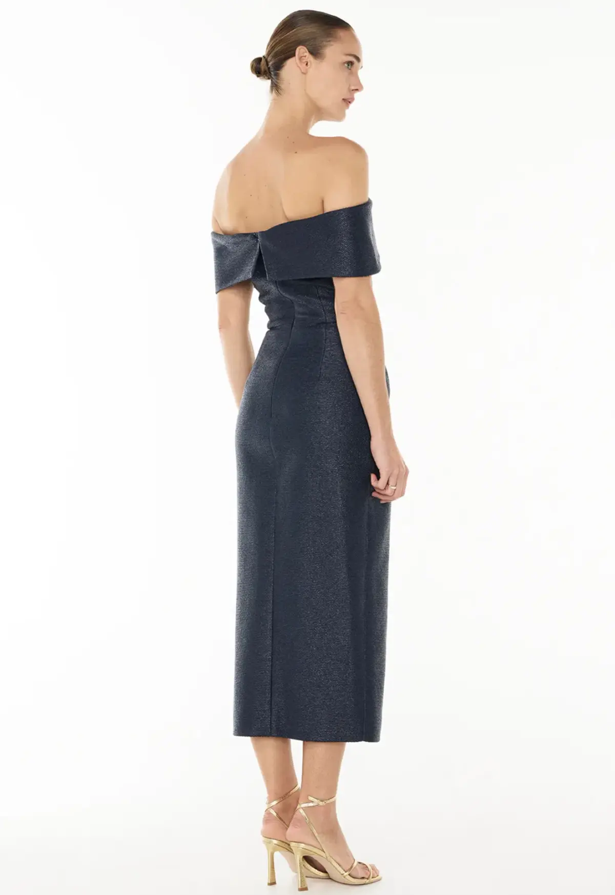 Manning Cartel - Micro Weave Off Shoulder Dress - Size 12 - NAVY - Image 2
