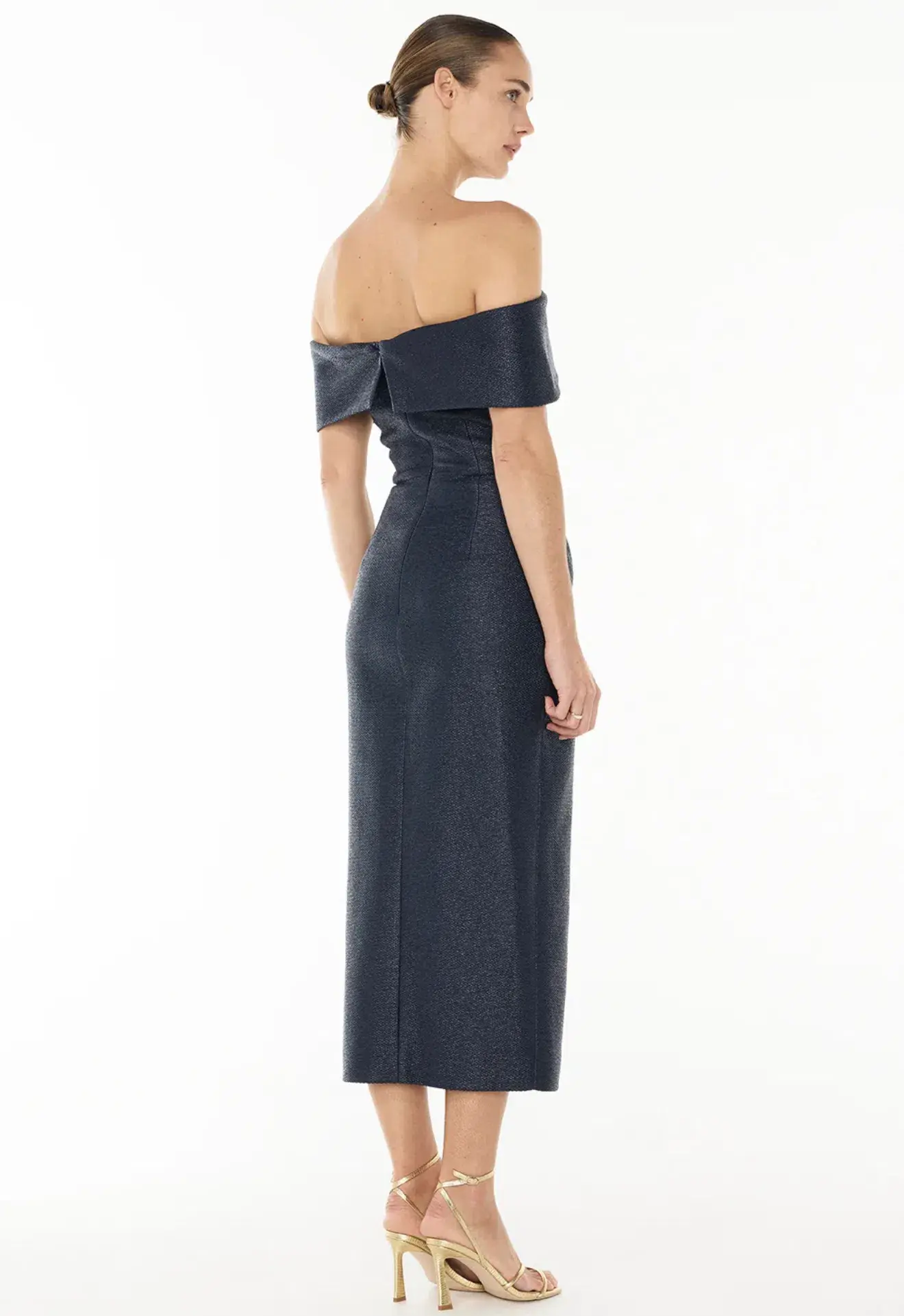 Manning Cartel - Micro Weave Off Shoulder Dress - Size 12 - NAVY - Image 2