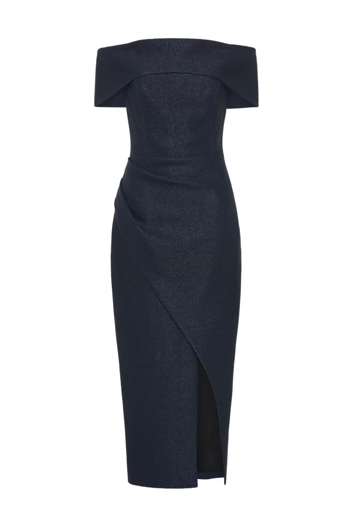 Manning Cartel - Micro Weave Off Shoulder Dress - Size 12 - NAVY - Image 3
