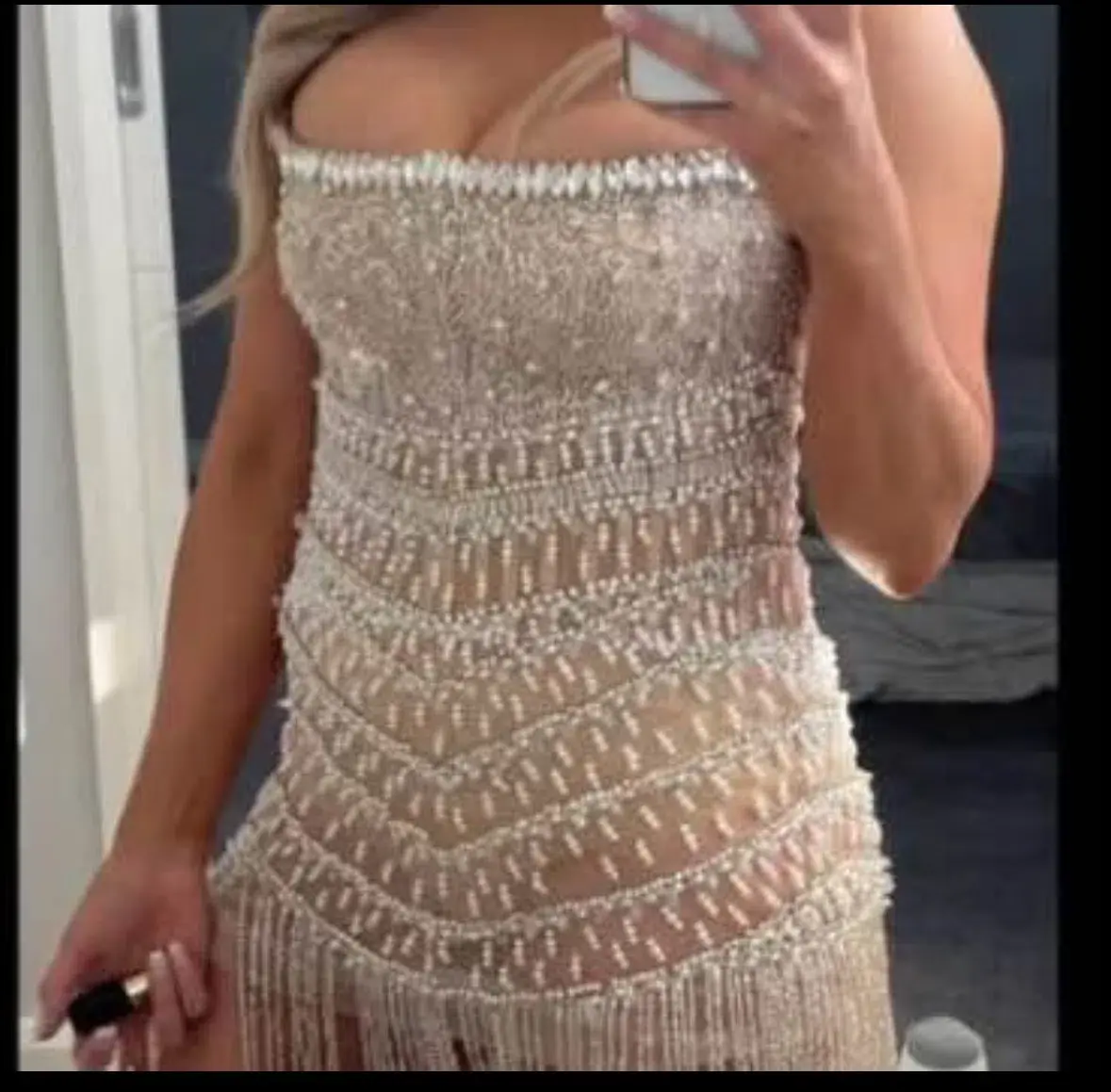 ALBINA DYLA MINI SILVER/NUDE CORSET Swarovski CRYSTALS AND   Corset back so will fit any wear from an AUS 6/10 easy - Image 1