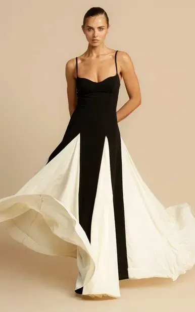 Arcina Ori Paloma Maxi Dress Black & Cream Size M/10 for rent on The Volte - main image