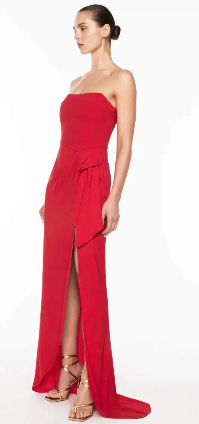 Manning Cartell, Asymmetrical Games Strapless Gown, Red, Size 8 - Image 2