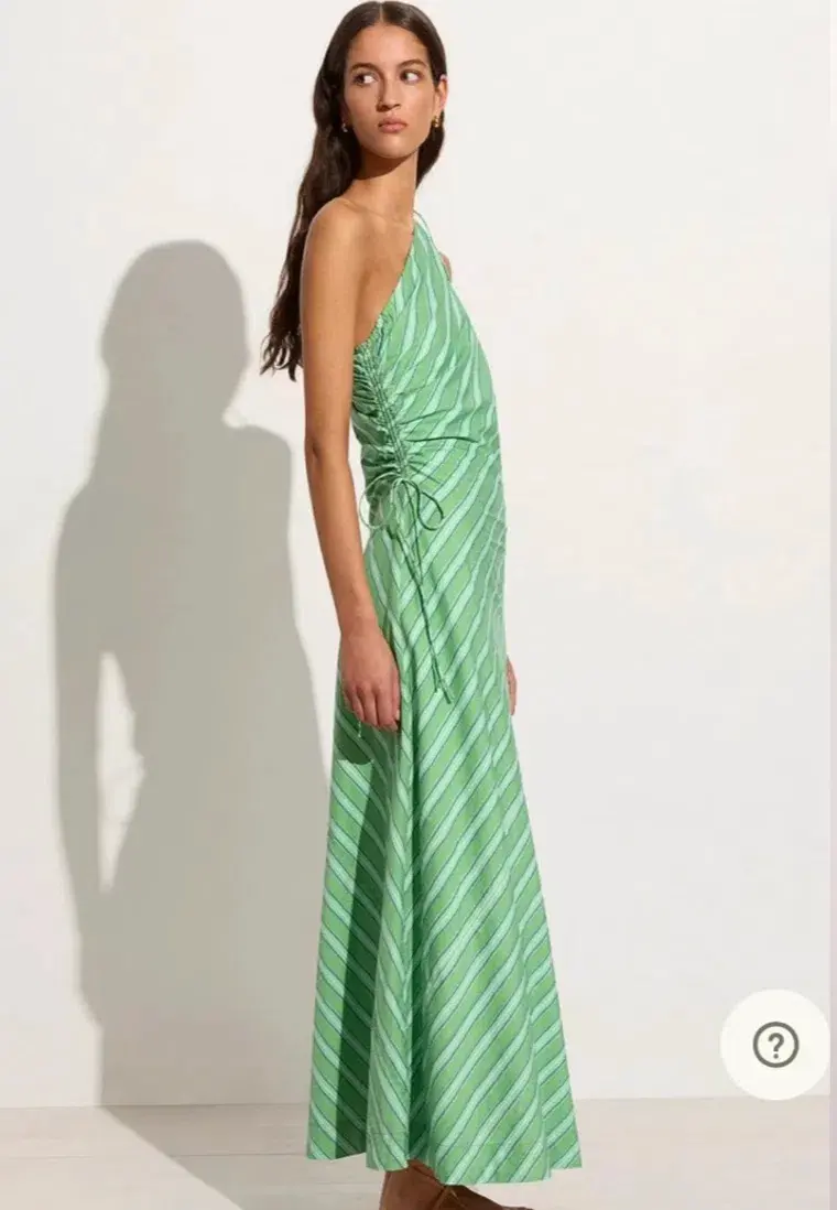 Faithfull Laureles Midi Dress in Akaia Stripe Green - Image 1