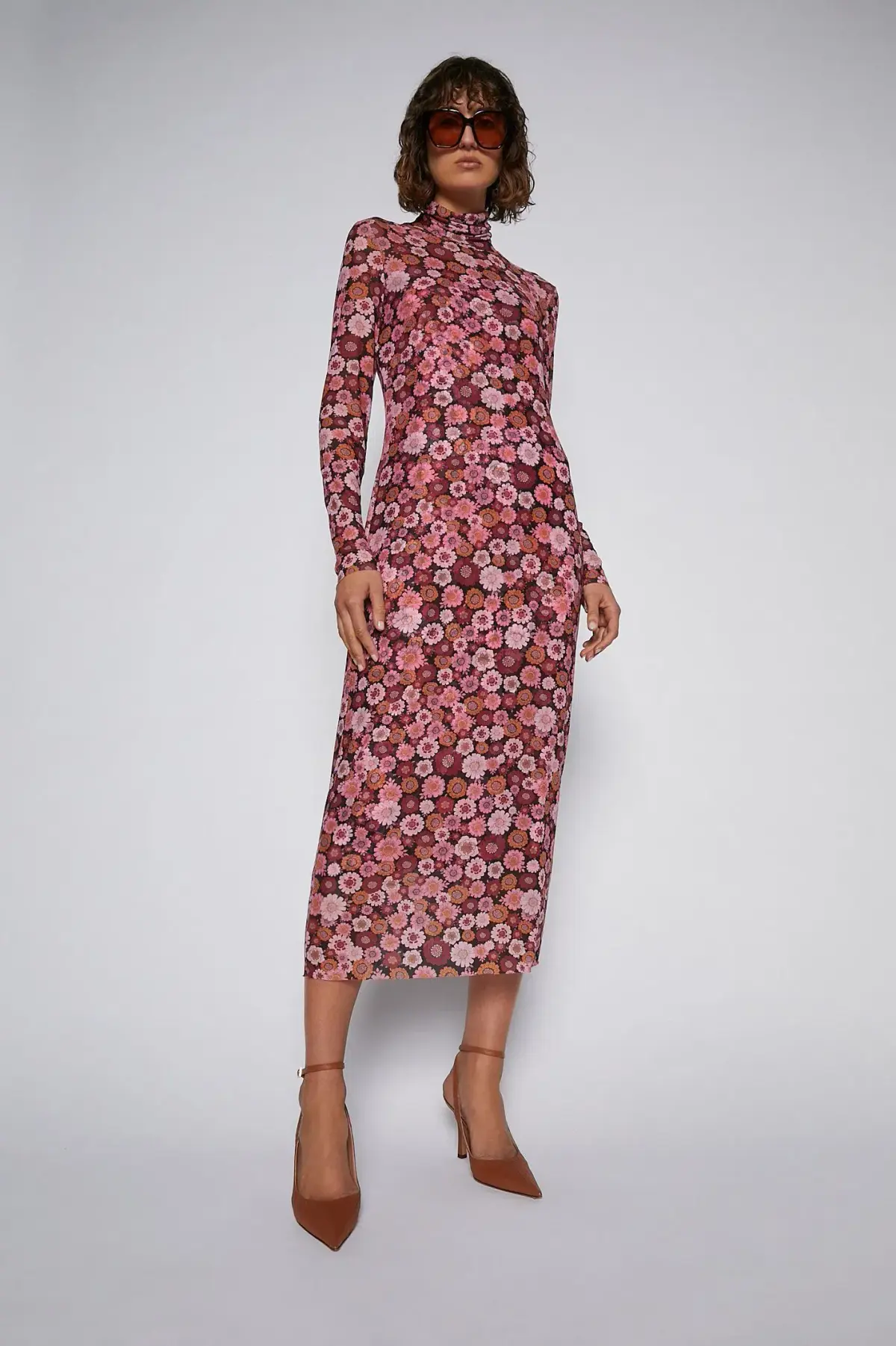SCANLAN THEODORE FLORAL MESH DRESS PINK SIZE 6 - Image 1
