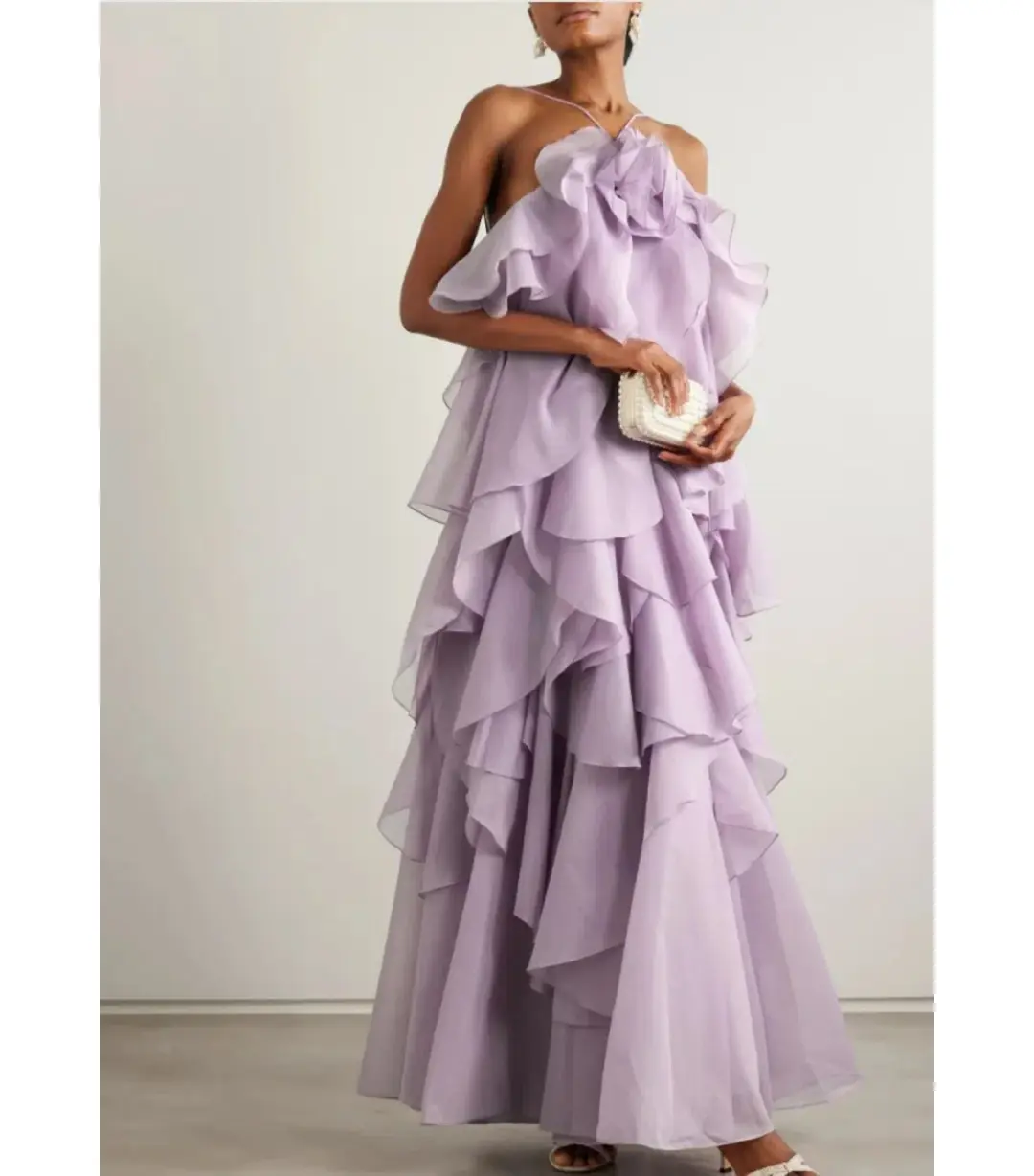 Aje Pandorea Layered Maxi Dress Purple Size AU 12 for rent on The Volte - main image