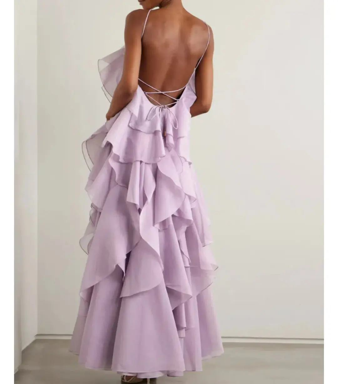 Aje Pandorea Layered Maxi Dress Purple Size AU 12 for rent on The Volte - main image