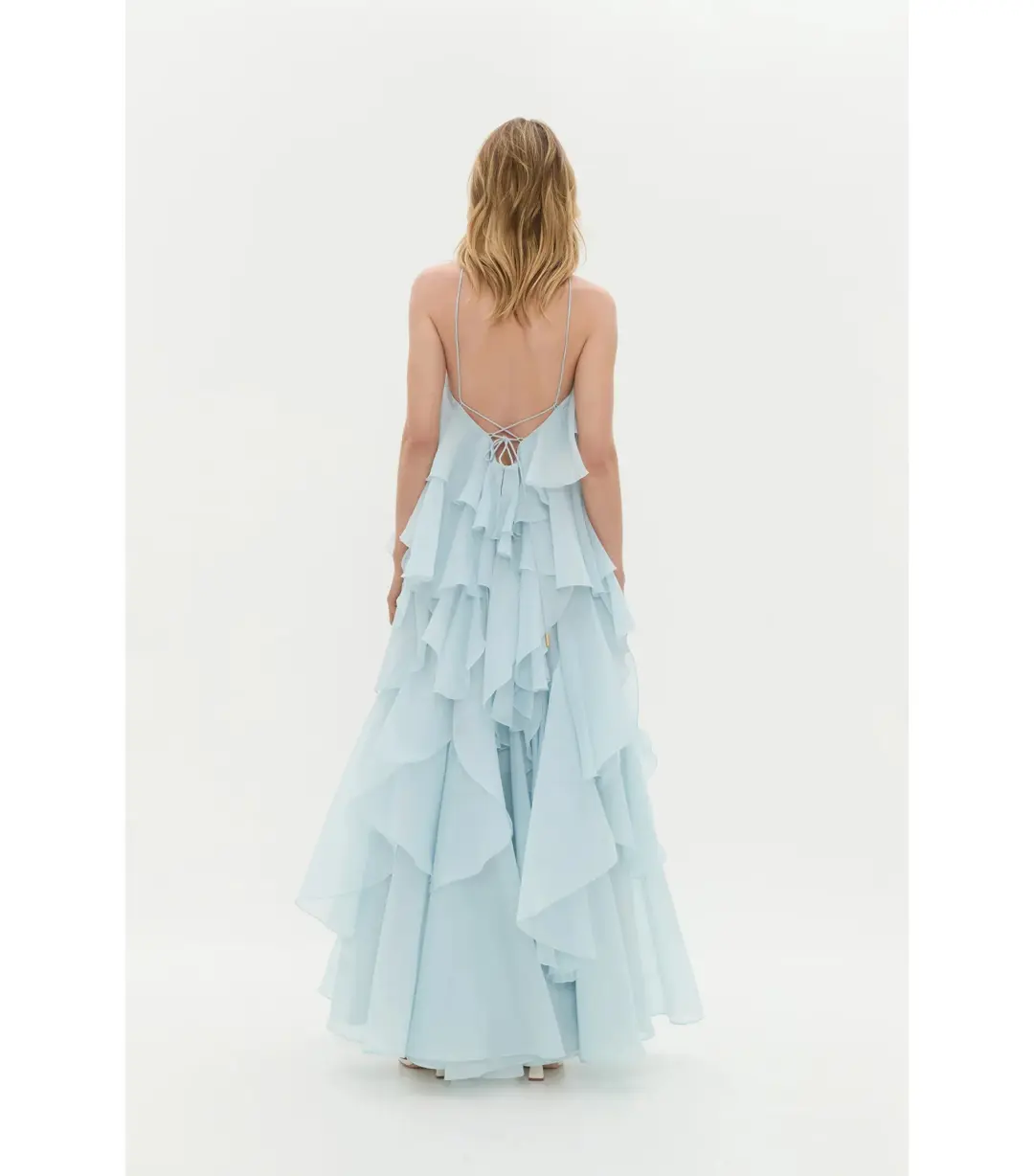 Aje Pandorea Layered Maxi Dress Silver Blue Size AU 10 for rent on The Volte - main image