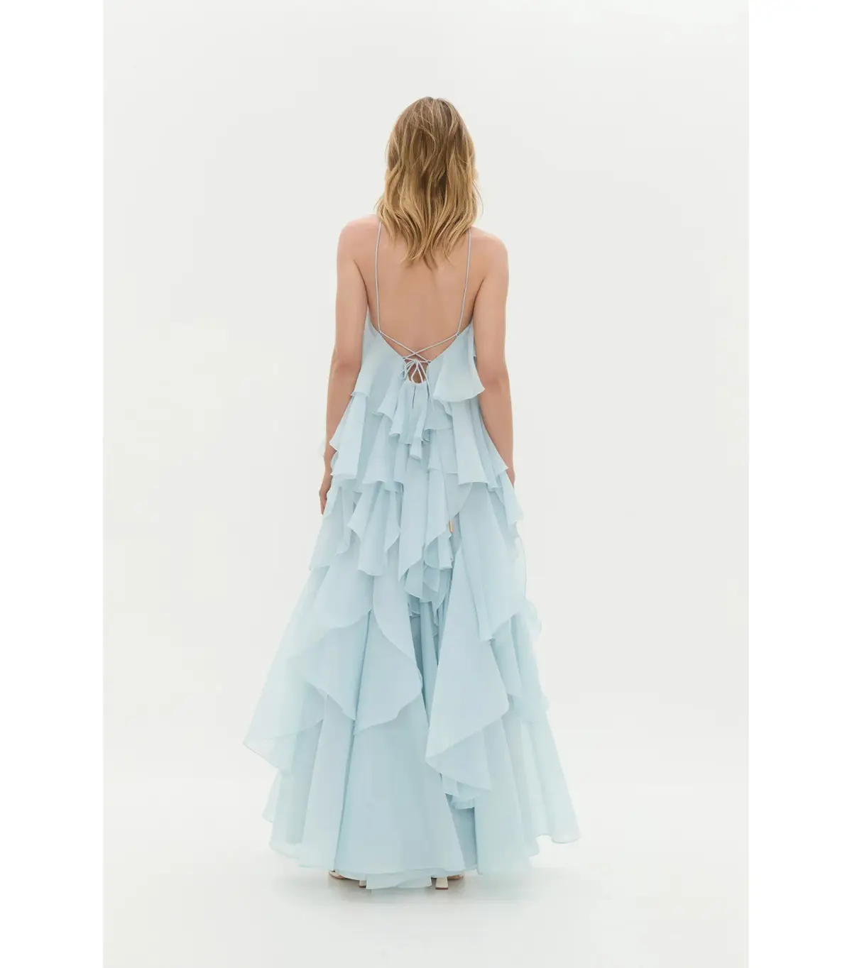 Aje Pandorea Layered Maxi Dress Silver Blue Size AU 10 - Image 3
