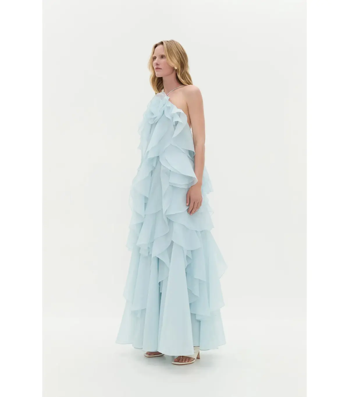 Aje Pandorea Layered Maxi Dress Silver Blue Size AU 10 - Image 2