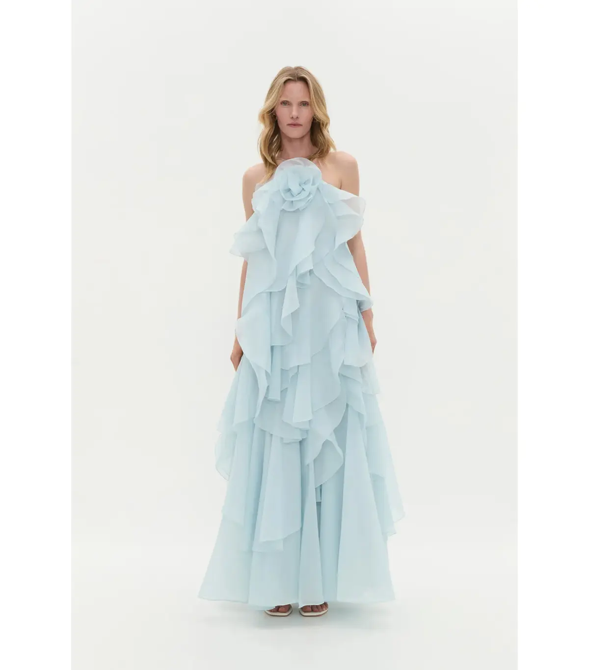 Aje Pandorea Layered Maxi Dress Silver Blue Size AU 10 - Image 1
