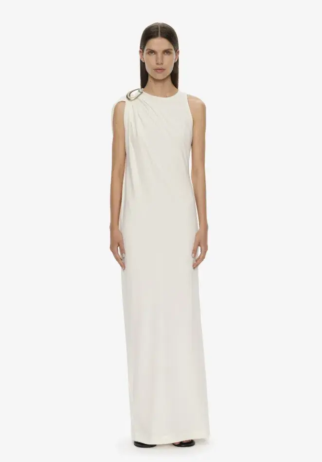 Christopher Esber Stone Pin Column Tee Dress White Size 6 - Image 1