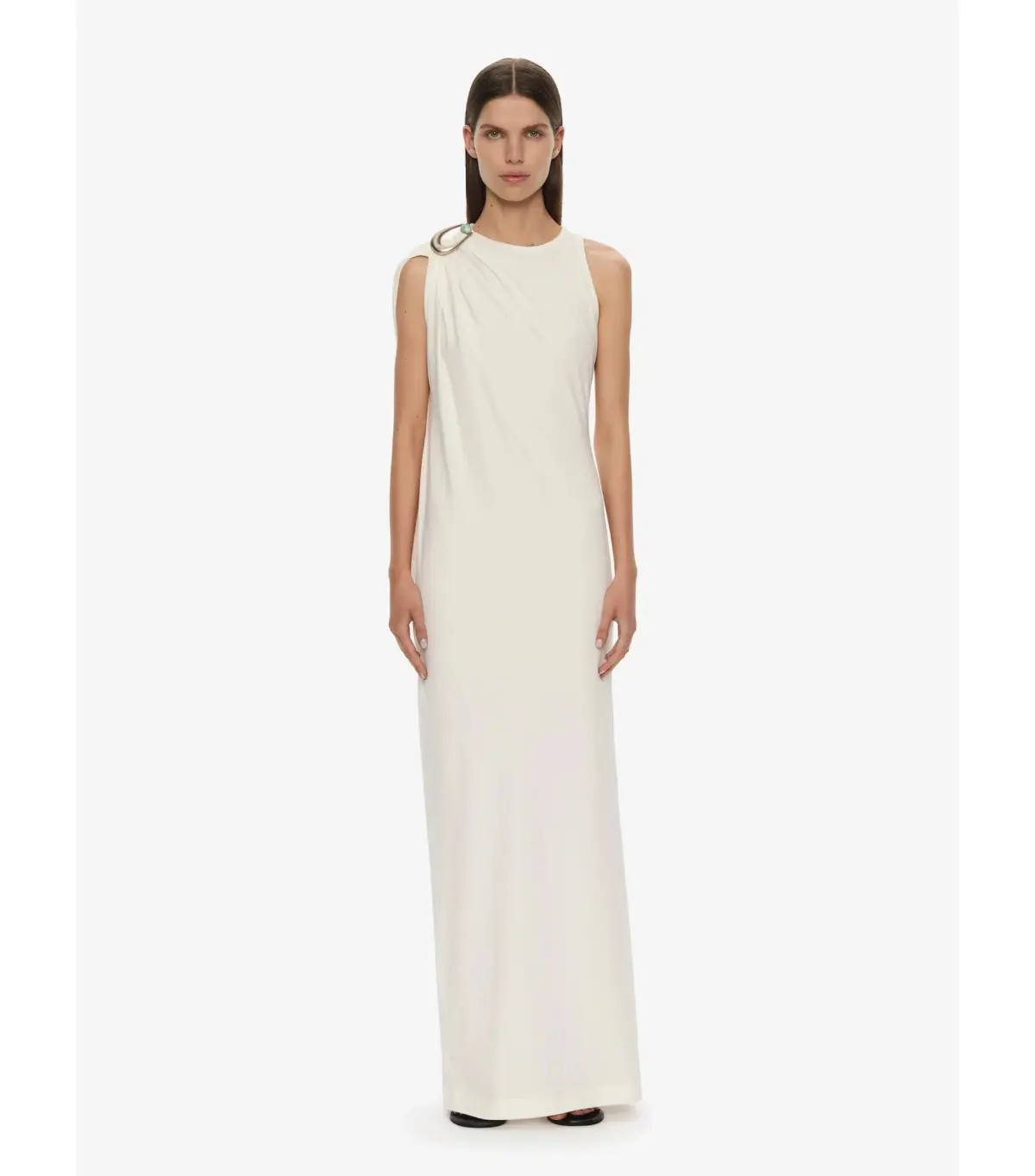 Christopher Esber Stone Pin Column Tee Maxi Dress White Size AU 6 - Image 1