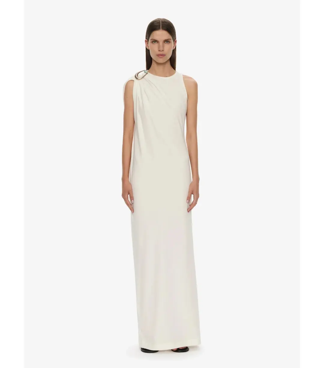 Christopher Esber Stone Pin Column Tee Maxi Dress White Size AU 12 for rent on The Volte - main image