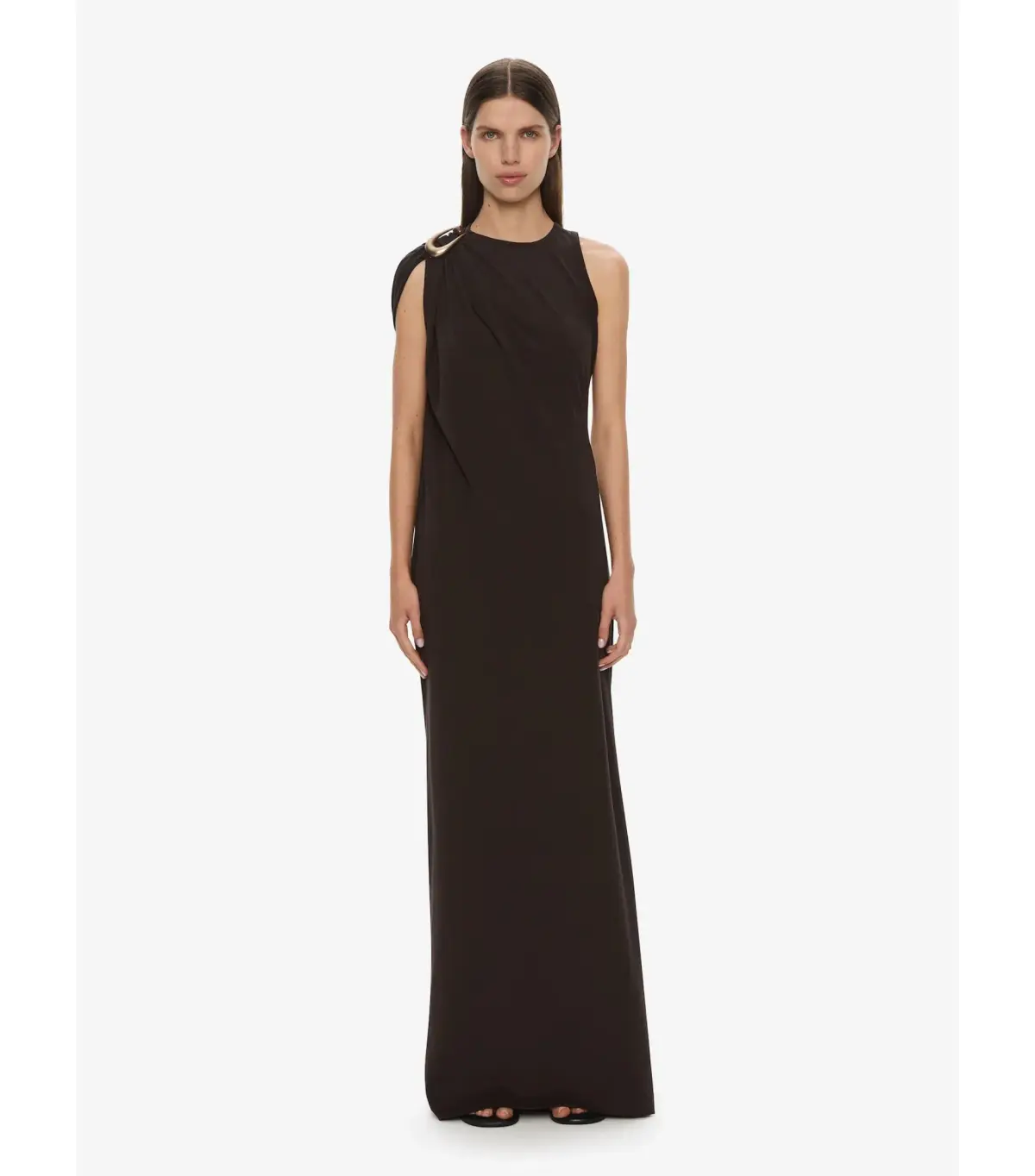 Christopher Esber Stone Pin Column Tee Maxi Dress Espresso Size AU 10 - Image 1