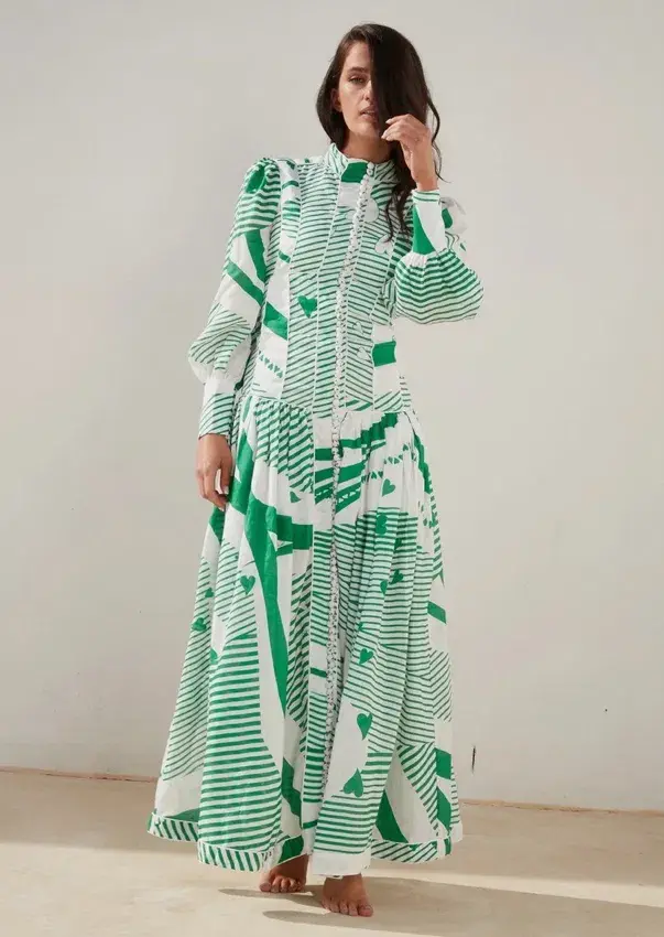 MACKENZIE MODE BUTTON ME UP MAXI DRESS GREEN WITH ENVY SIZE 14 - Image 4