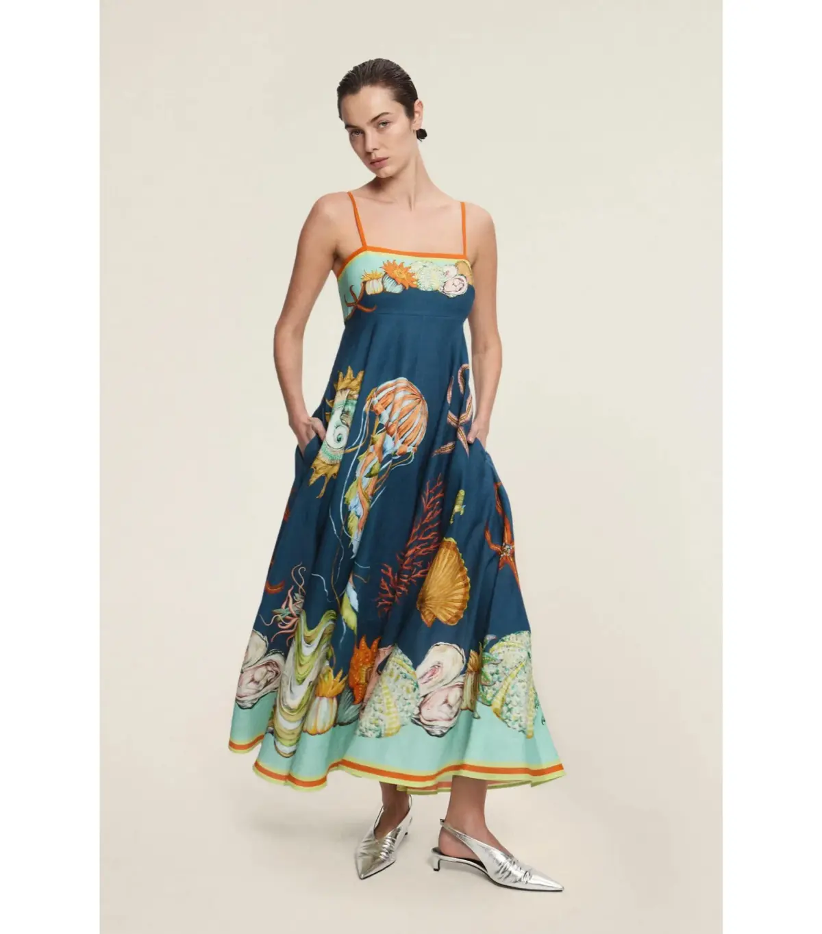 Alemais Dorian Midi Sundress Navy Size AU 8 - Image 1