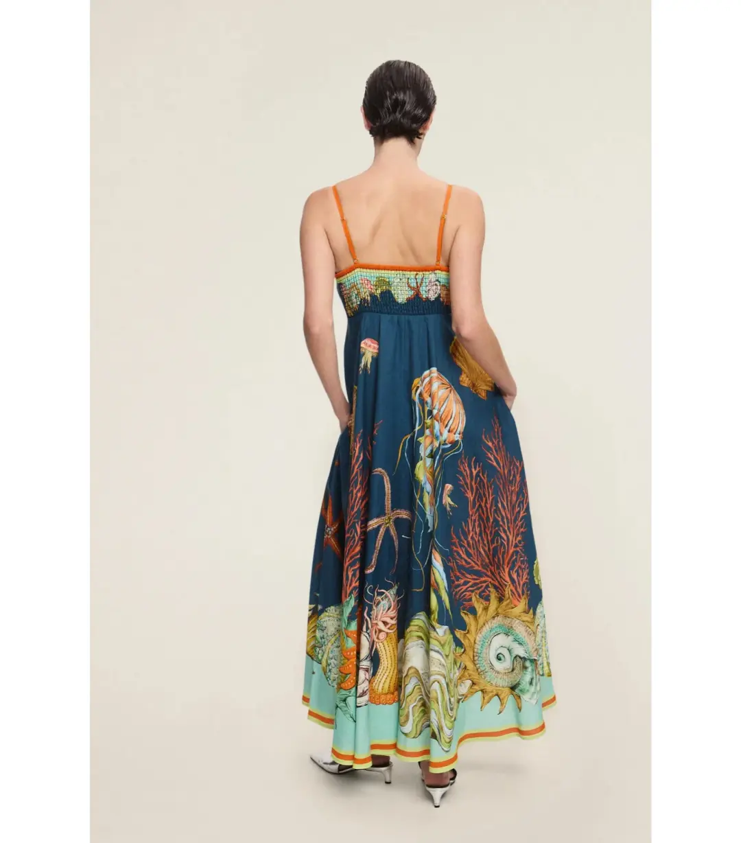 Alemais Dorian Midi Sundress Navy Size AU 8 for rent on The Volte - main image