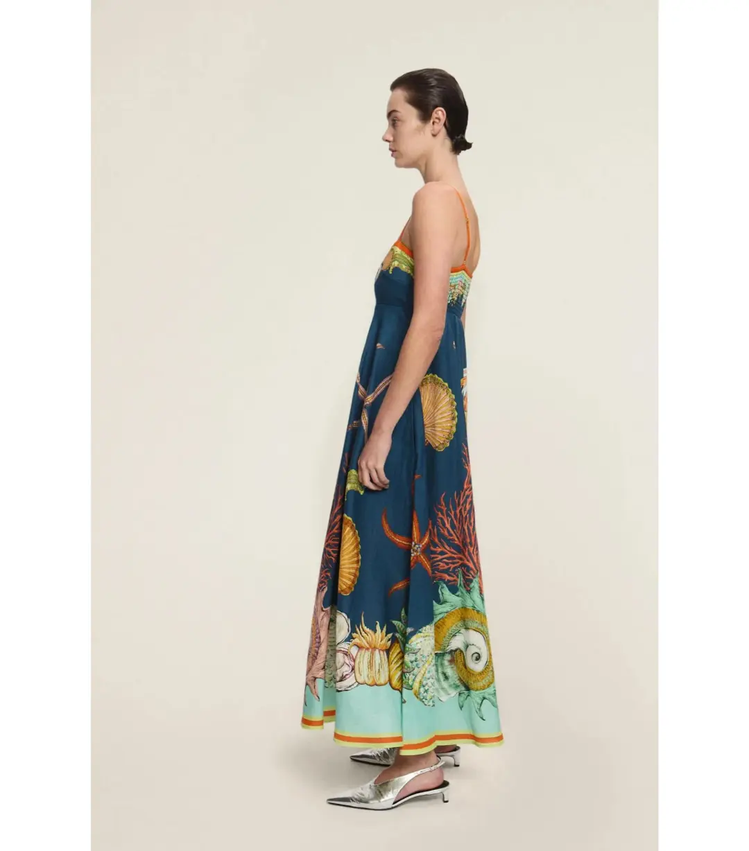 Alemais Dorian Midi Sundress Navy Size AU 8 for rent on The Volte - main image