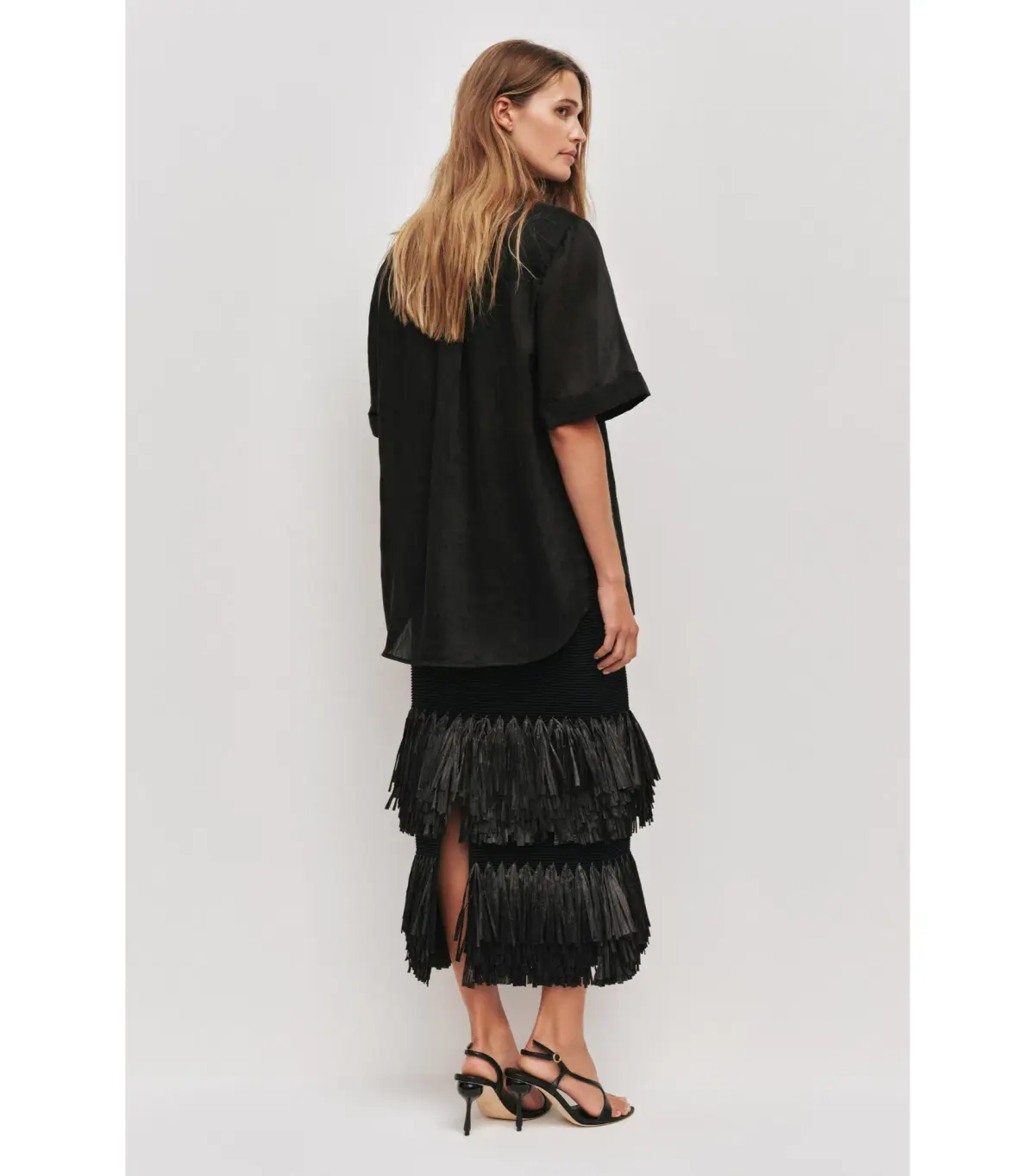 AJje Agave Knit Top and Agave Knit Raffia Midi Skirt Set Black Size 6 - Image 7