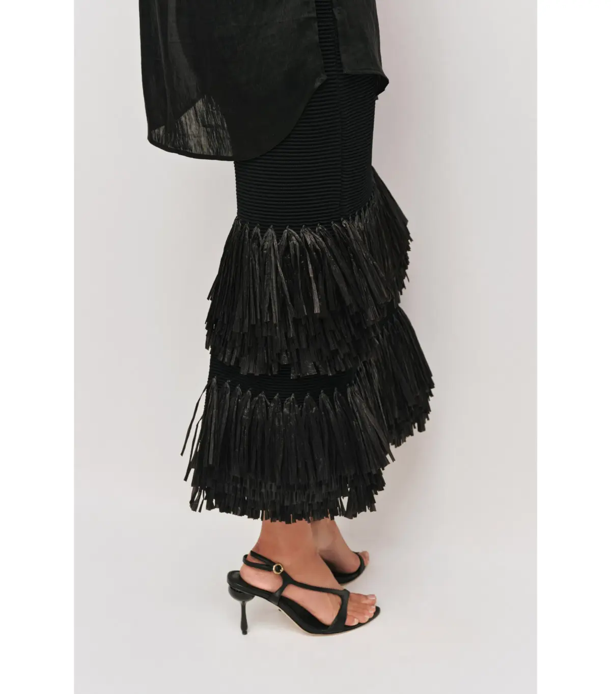 AJje Agave Knit Top and Agave Knit Raffia Midi Skirt Set Black Size 14 - Image 6
