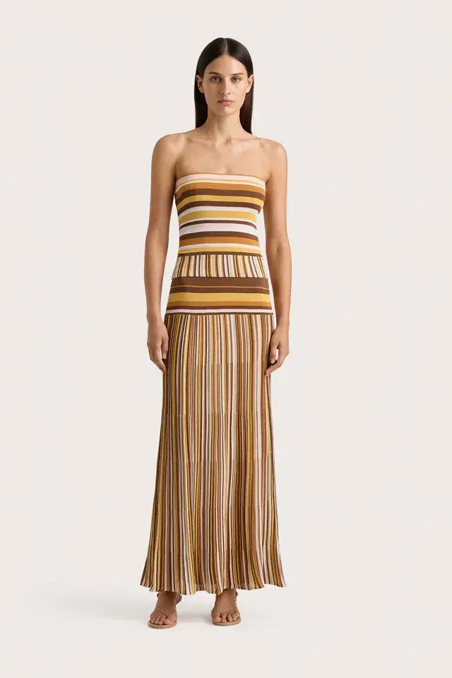 Faithfull Citara Strapless Top & Maxi Skirt Set in Cocoa Size 8 - Image 1