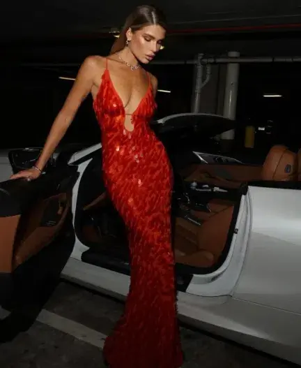 Misha Sapphire Sequin Maxi - Red Size M - Image 3