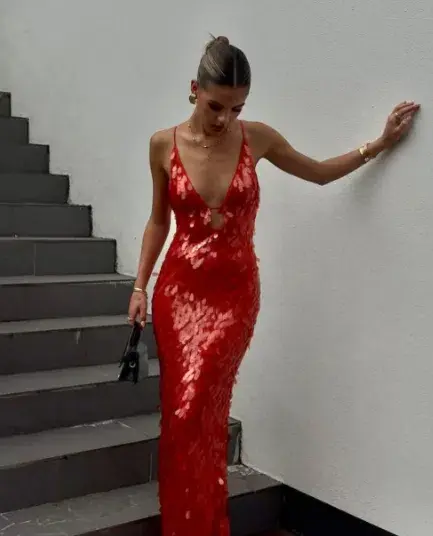 Misha Sapphire Sequin Maxi - Red Size M - Image 1