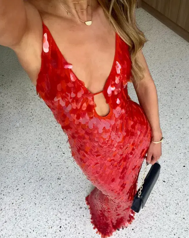 Misha Sapphire Sequin Maxi - Red Size M - Image 2