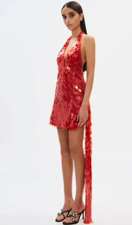 MISHA Sapphire Sequin Mini Dress Red 8 for rent on The Volte - main image